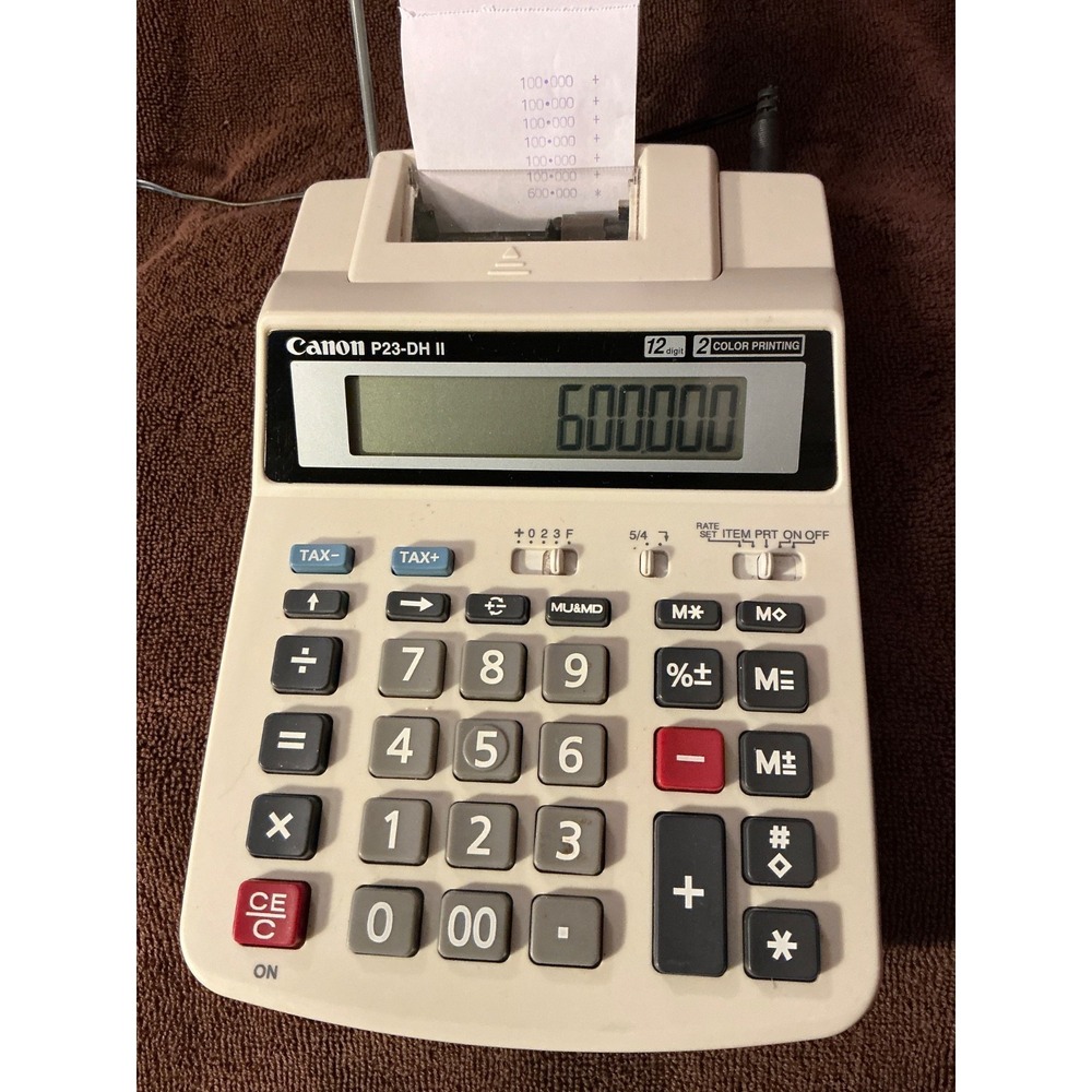 Canon P23-DH II Printing Calculator 12 Digit Desktop Very Clean Works Perfectly
